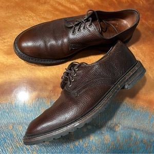 Allen Edmonds Brown Pebbled Leather Tobywing Oxford Shoes size 9.5 Handcrafted